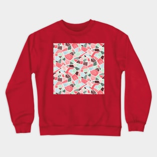 Coral and Mint Solid Shapes Crewneck Sweatshirt